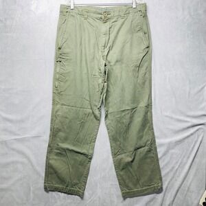 Dockers Classic Fit‎ Olive Green 100% Cotton Flat Front Mens Pants W36 L32 Cargo